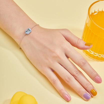 [Am jewelry]2.0 Carat Sparkling Colorful Emerald Cut Daily Bracelet