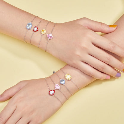 [Am jewelry]2.0 Carat Sparkling Colorful Emerald Cut Daily Bracelet