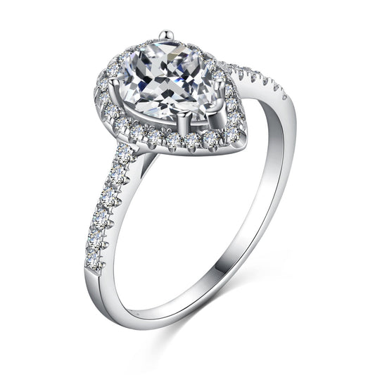 [Am jewelry]1.0 Carat Luxurious Resplendent Water Drop Shape Wedding Ring