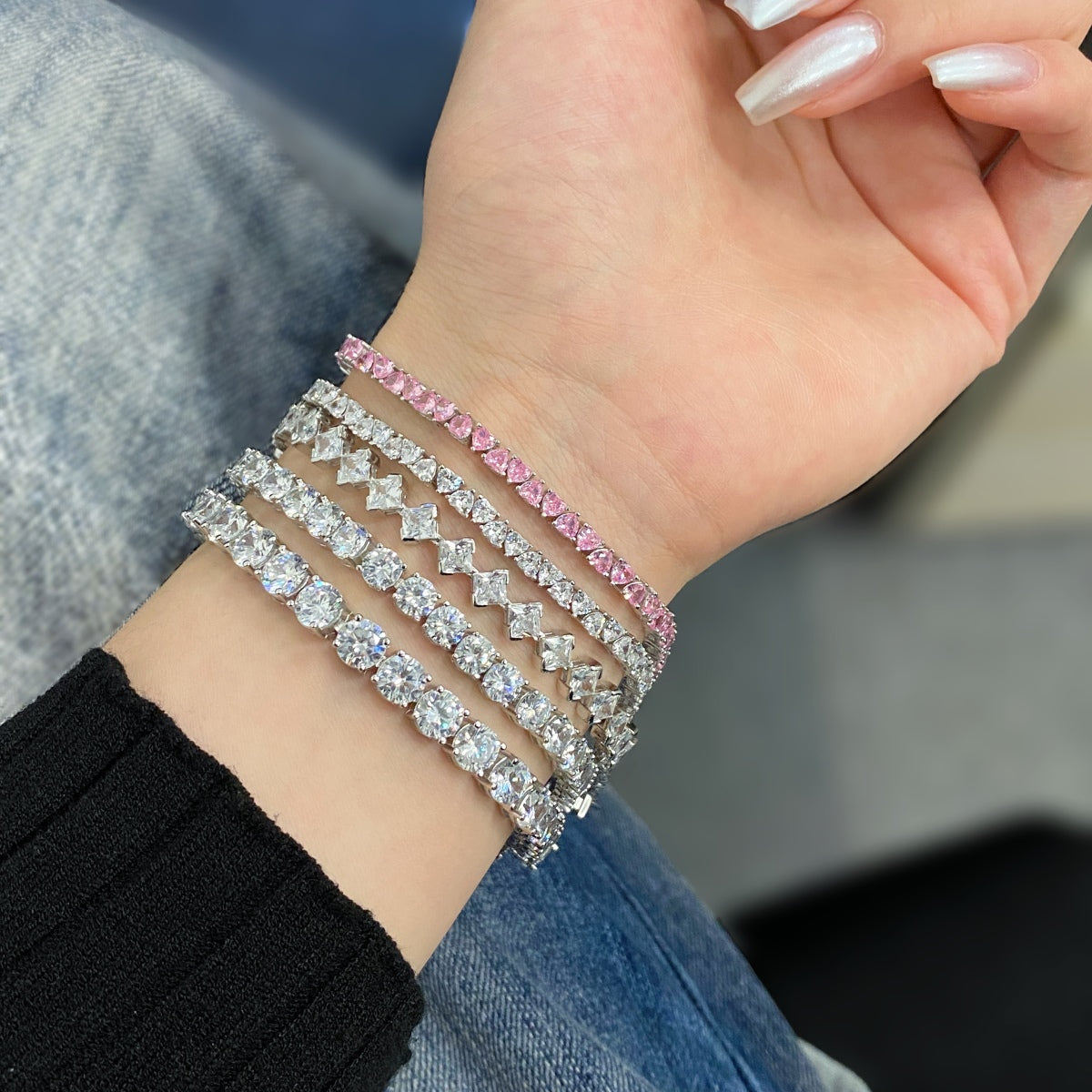 [Am jewelry]0.5 Carat Ornate Princess Cut Daily Bracelet
