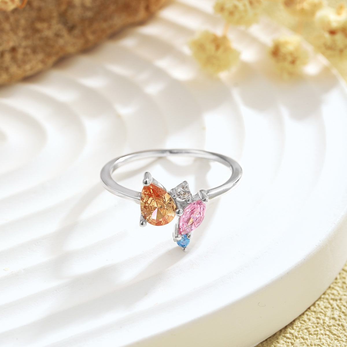 [Am jewelry]Radiant Colorful Multi Cut Daily Ring