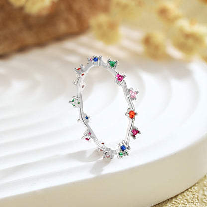 [Am jewelry]Radiant Colorful Round Cut Daily Ring