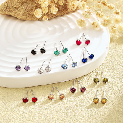 [Am jewelry]Sparkling Colorful Round Shape Earrings