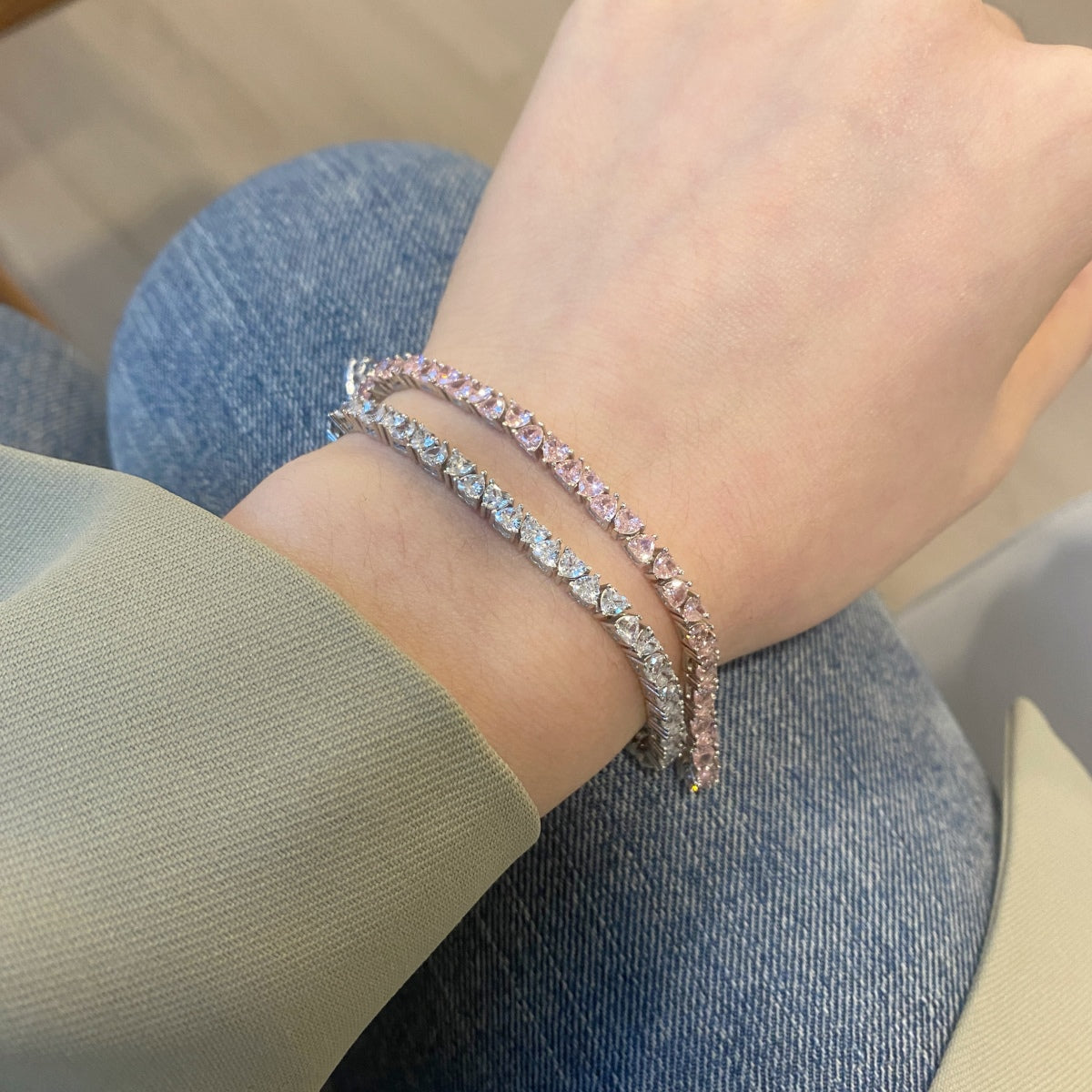 [Am jewelry]Dazzling Romantic Heart Shape Lover Bracelet
