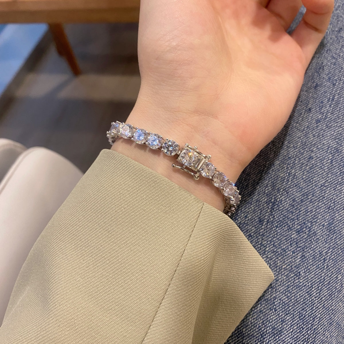 [Am jewelry]0.75 Carat Dazzling Round Cut Wedding Bracelet