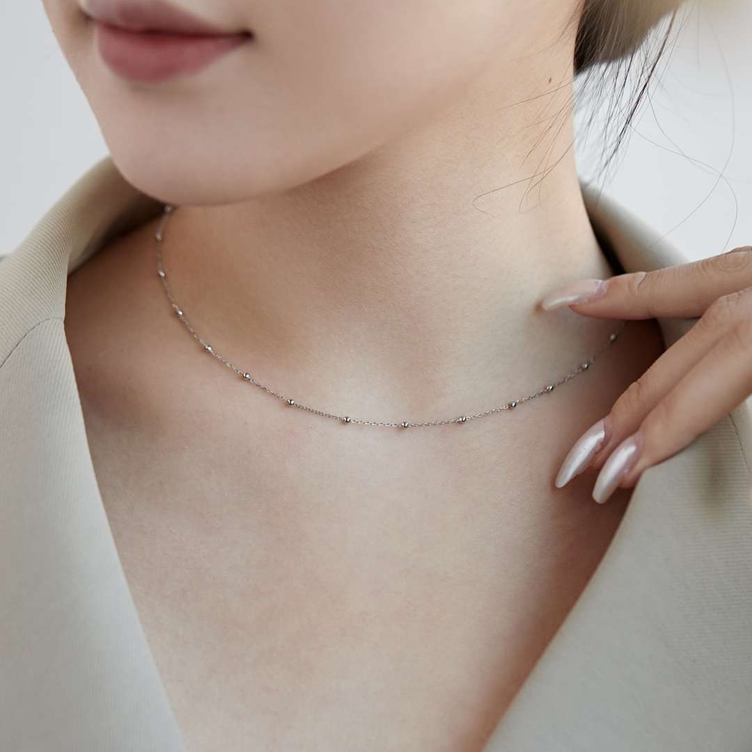 [Am jewelry]Small Bead Clavicle Chain Simple Necklace