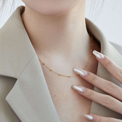 [Am jewelry]Small Bead Clavicle Chain Simple Necklace