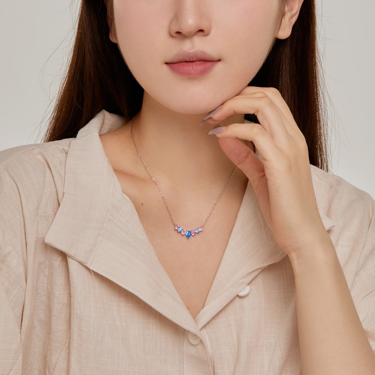 [Am jewelry]Dainty Colorful Heart Necklace