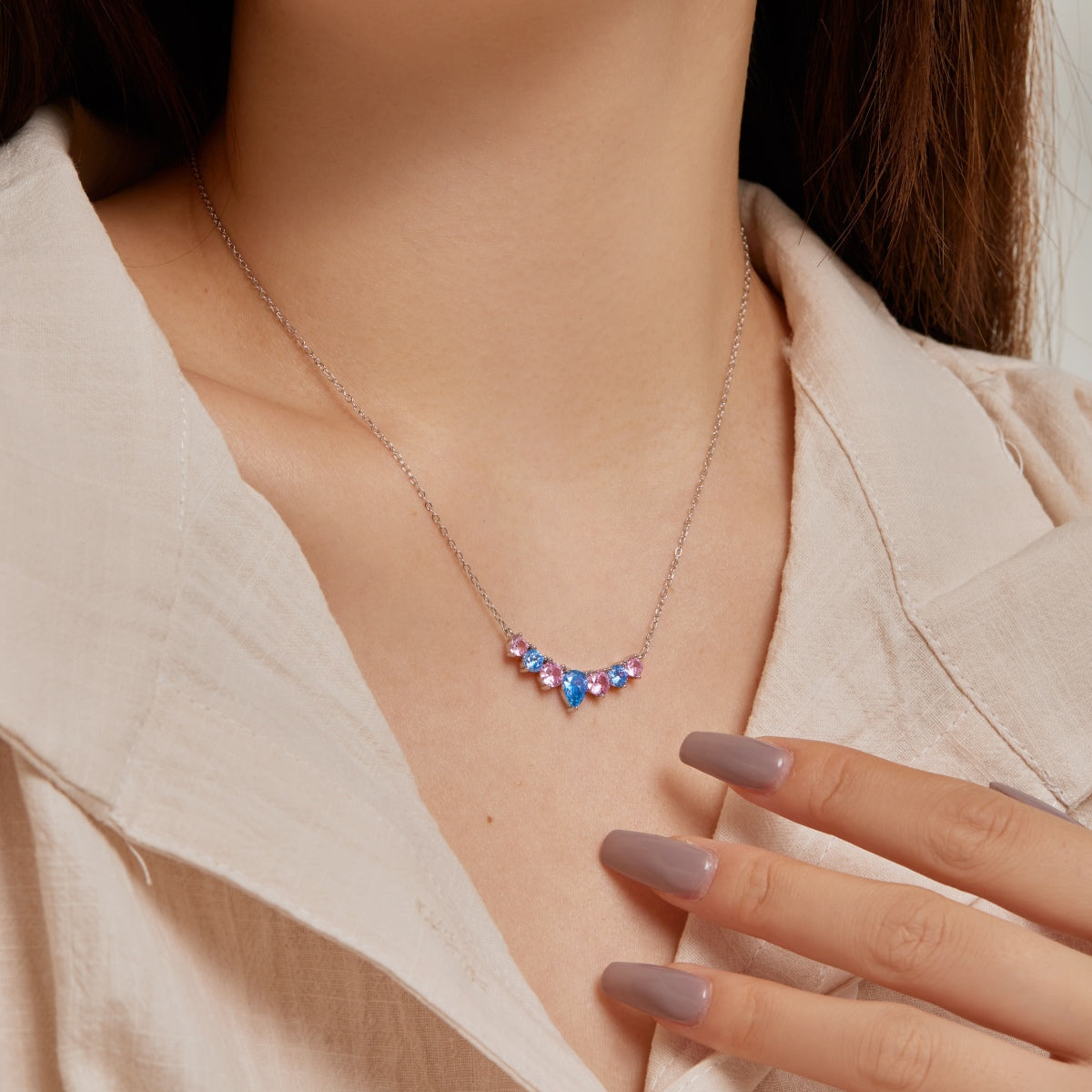 [Am jewelry]Dainty Colorful Heart Necklace