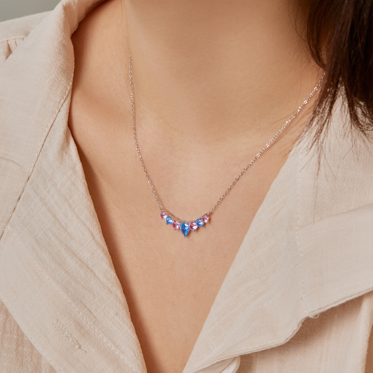 [Am jewelry]Dainty Colorful Heart Necklace