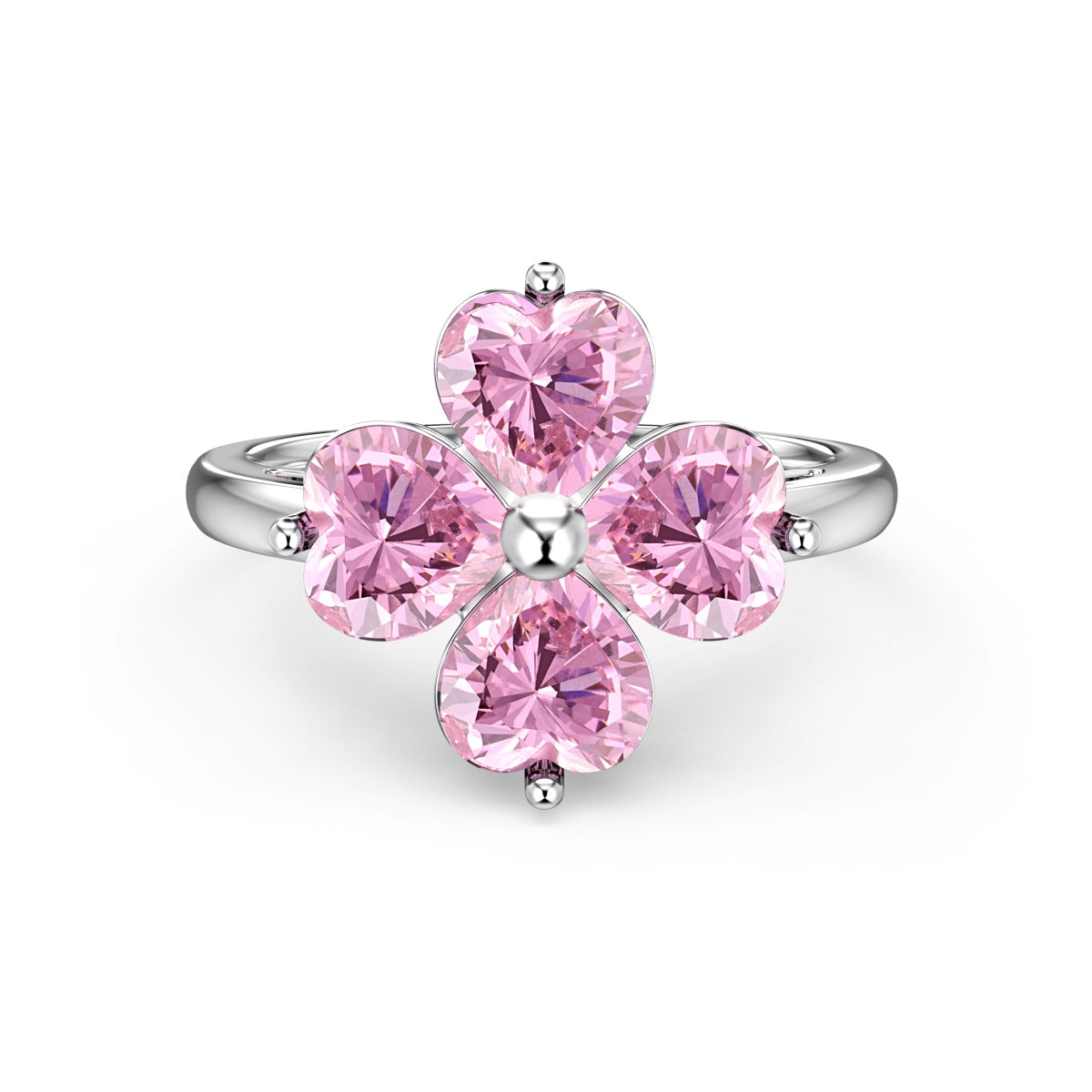 [Am jewelry]Heart-shaped Four-Leaf Clover Ball Ring