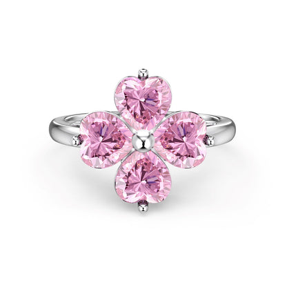 [Am jewelry]Heart-shaped Four-Leaf Clover Ball Ring