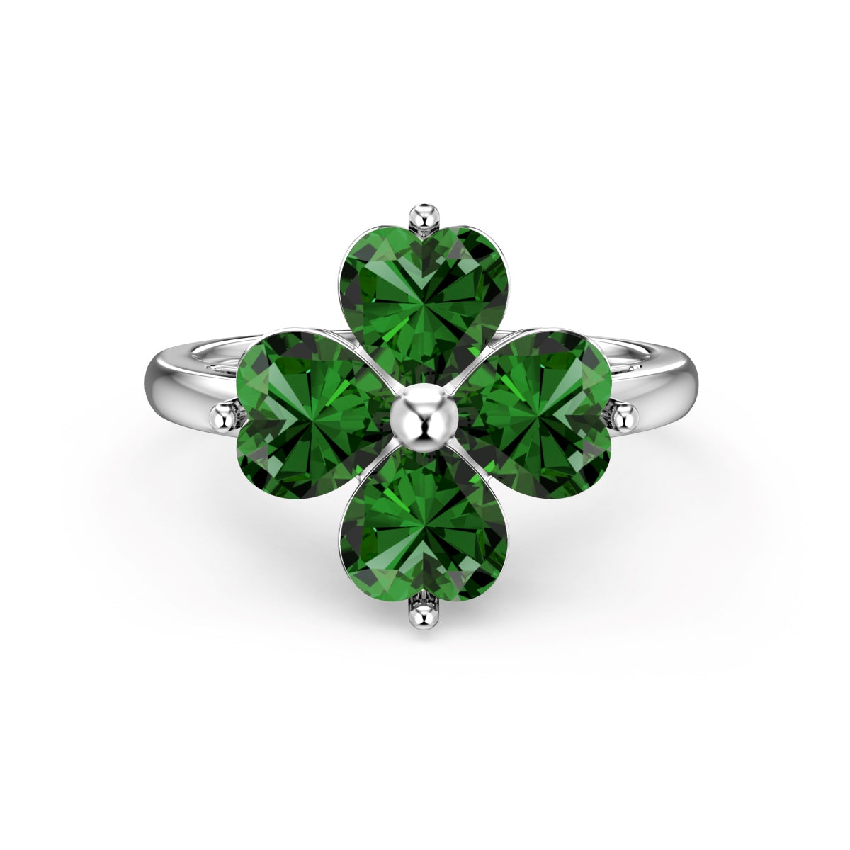 [Am jewelry]Heart-shaped Four-Leaf Clover Ball Ring