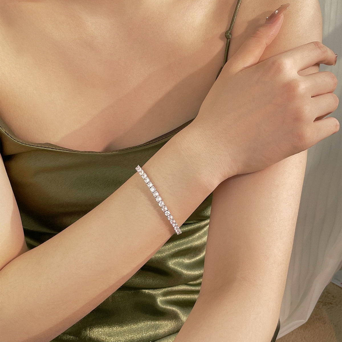 [Am jewelry]Luxurious Ornate Round Cut Tennis Bracelet