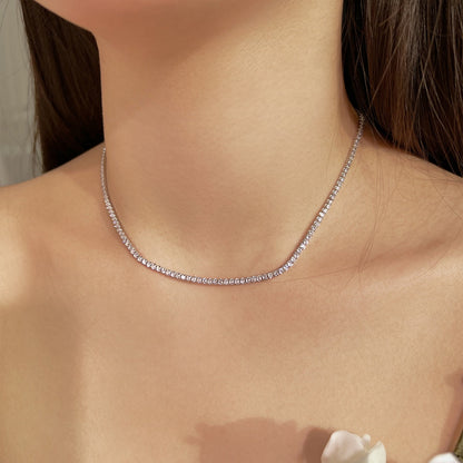 [Am jewelry]Delicate Round Shape Tennis Necklace