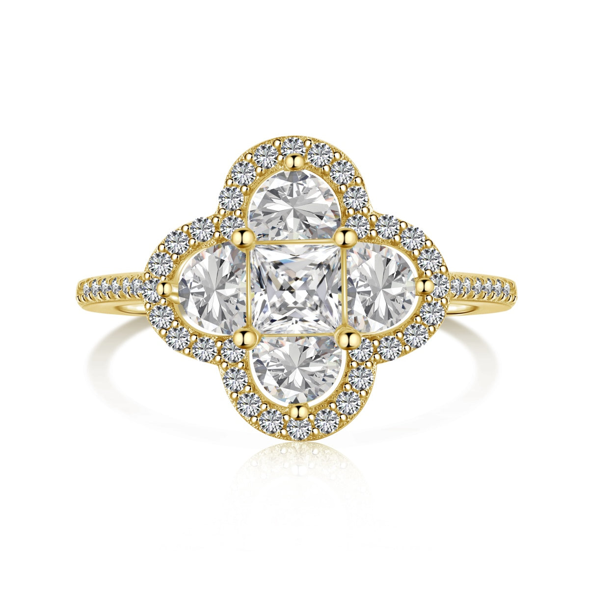 [Am jewelry]Luxurious Eternity Flower Shape Banquet Ring