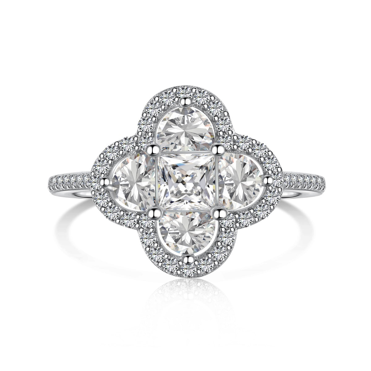 [Am jewelry]Luxurious Eternity Flower Shape Banquet Ring