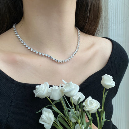 [Am jewelry]Ornate Heart Cut Tennis Necklace