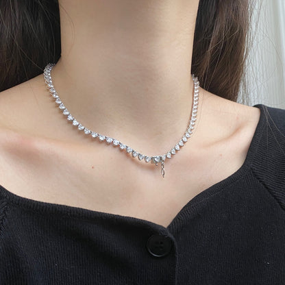 [Am jewelry]Ornate Heart Cut Tennis Necklace