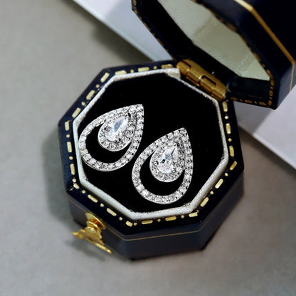 [Am jewelry]Sparkling Delicate Water Drop Shape Daily Earrings
