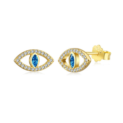 [Am jewelry]Blue Devil Eyes Hollow Stud Earrings