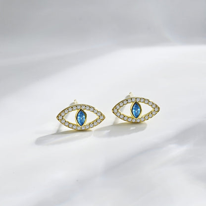 [Am jewelry]Blue Devil Eyes Hollow Stud Earrings