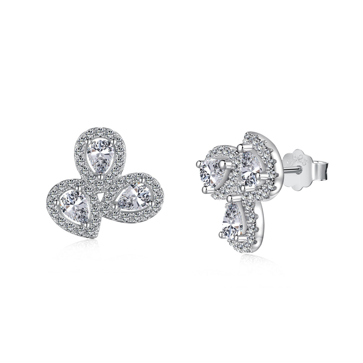 [Am jewelry]Ornate Flower Shape Pear Cut Lover Earrings