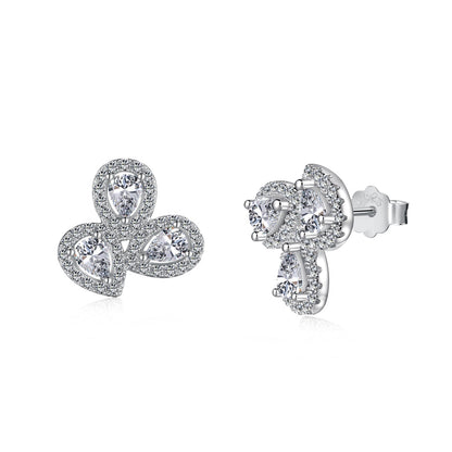 [Am jewelry]Ornate Flower Shape Pear Cut Lover Earrings