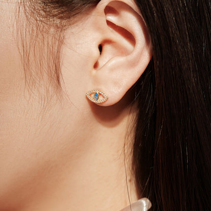 [Am jewelry]Blue Devil Eyes Hollow Stud Earrings