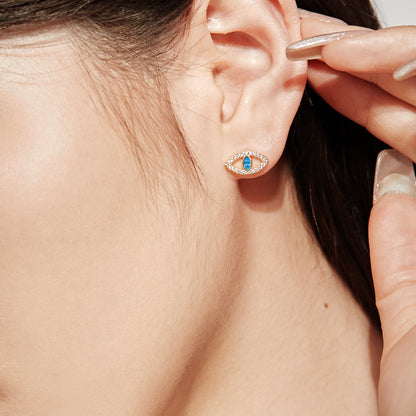 [Am jewelry]Blue Devil Eyes Hollow Stud Earrings
