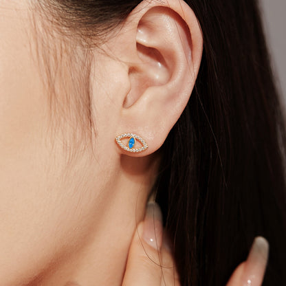 [Am jewelry]Blue Devil Eyes Hollow Stud Earrings