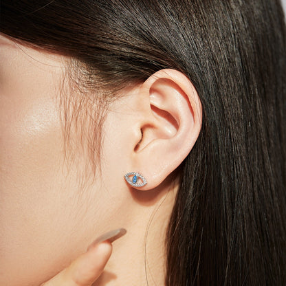 [Am jewelry]Blue Devil Eyes Hollow Stud Earrings