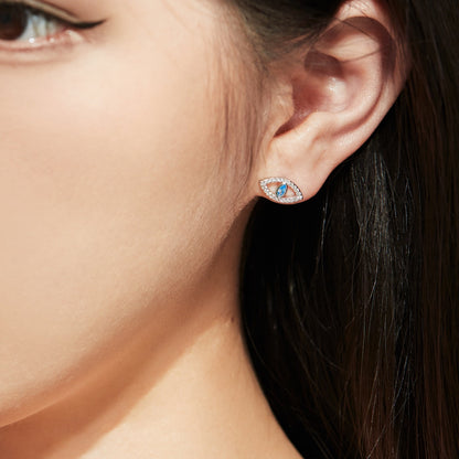 [Am jewelry]Blue Devil Eyes Hollow Stud Earrings