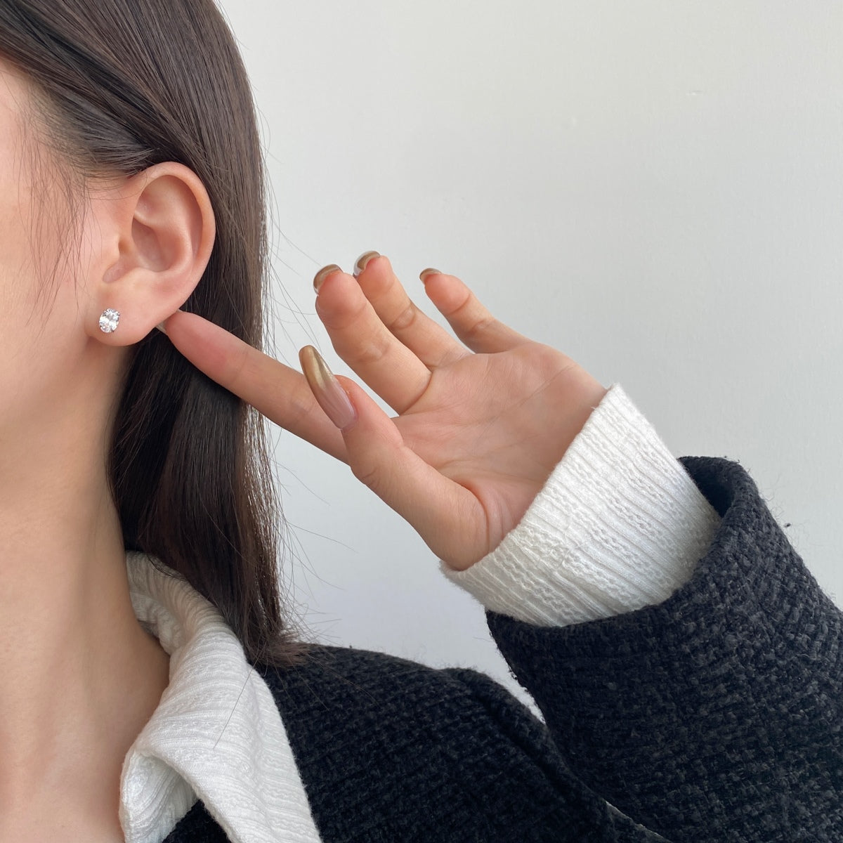 [Am jewelry]Oval Classic Dignified Elegant Earrings