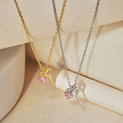 [Am jewelry]Unique Heart Shape Key Pendent Necklace