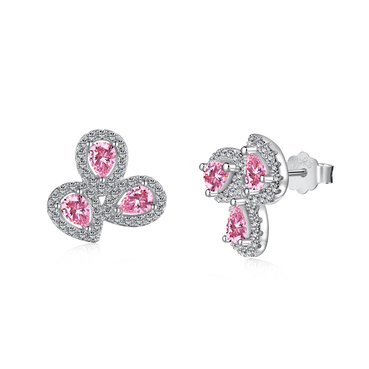 [Am jewelry]Ornate Flower Shape Pear Cut Lover Earrings
