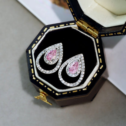 [Am jewelry]Sparkling Delicate Water Drop Shape Daily Earrings