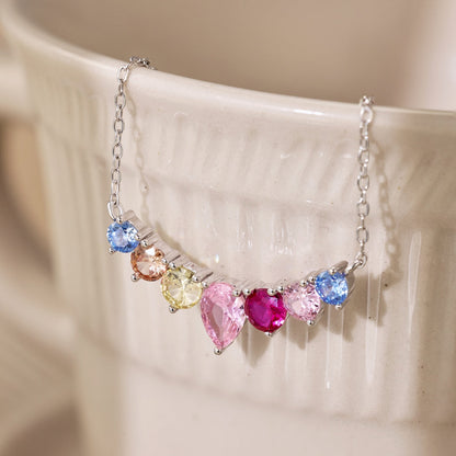 [Am jewelry]Dainty Colorful Heart Necklace