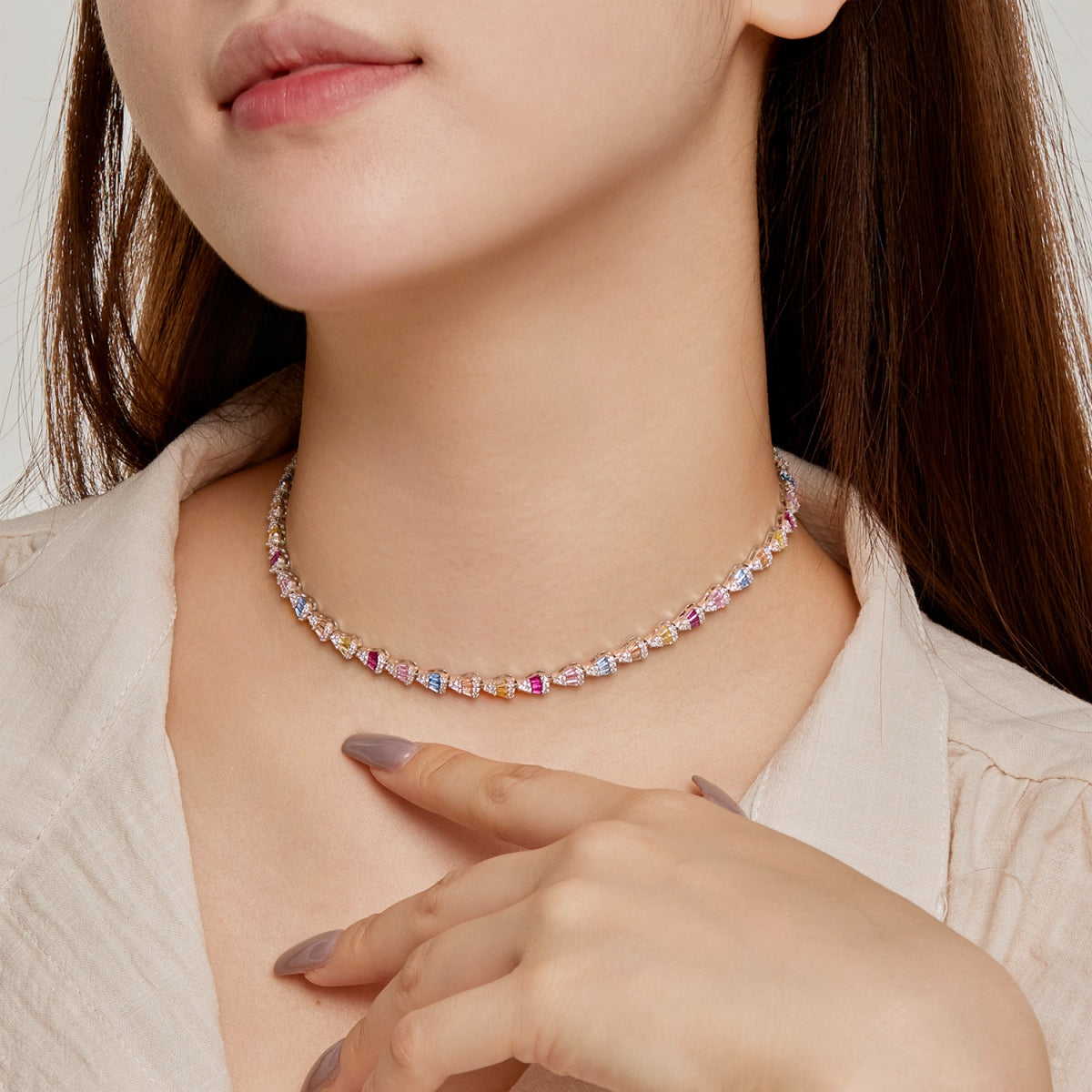[Am jewelry]Radiant Colorful Rainbow Necklace