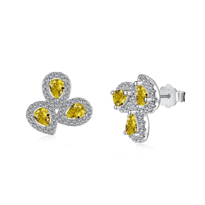 [Am jewelry]Ornate Flower Shape Pear Cut Lover Earrings
