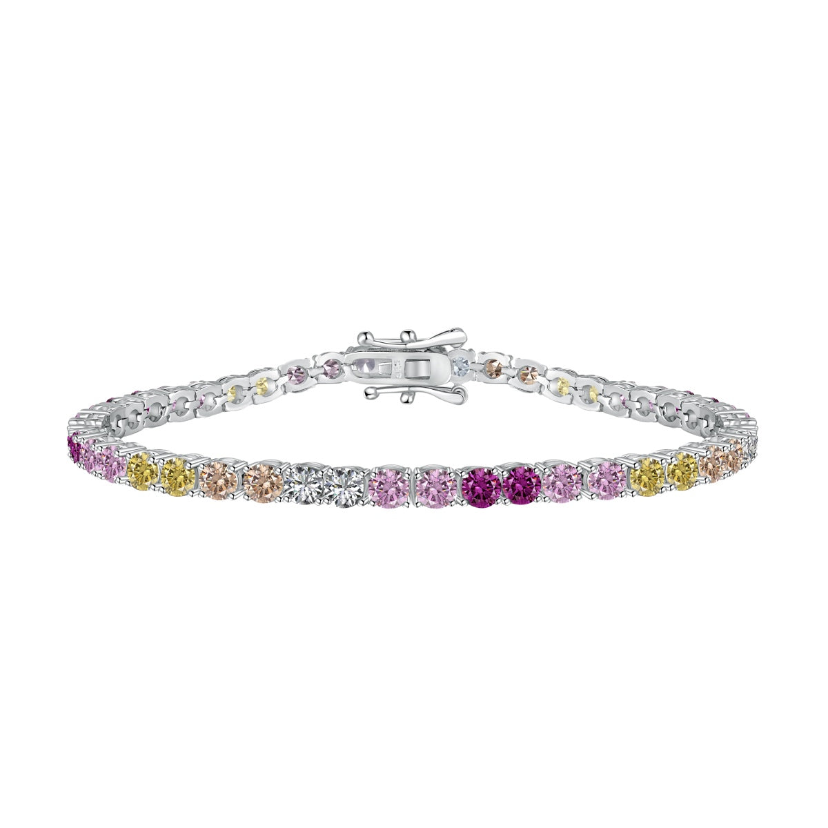 [Am jewelry]Radiant Colorful Round Cut Tennis Bracelet