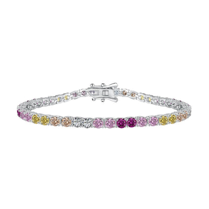 [Am jewelry]Radiant Colorful Round Cut Tennis Bracelet