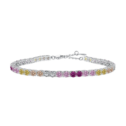 [Am jewelry]Radiant Colorful Round Cut Tennis Bracelet