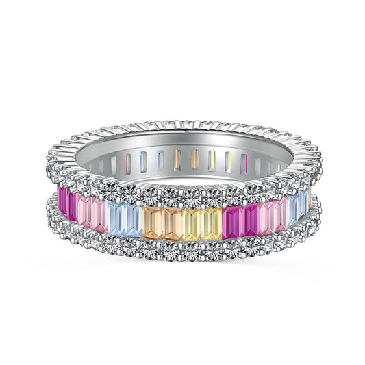 [Am jewelry]Dainty Kaleidoscopic Emerald Cut Daily Ring