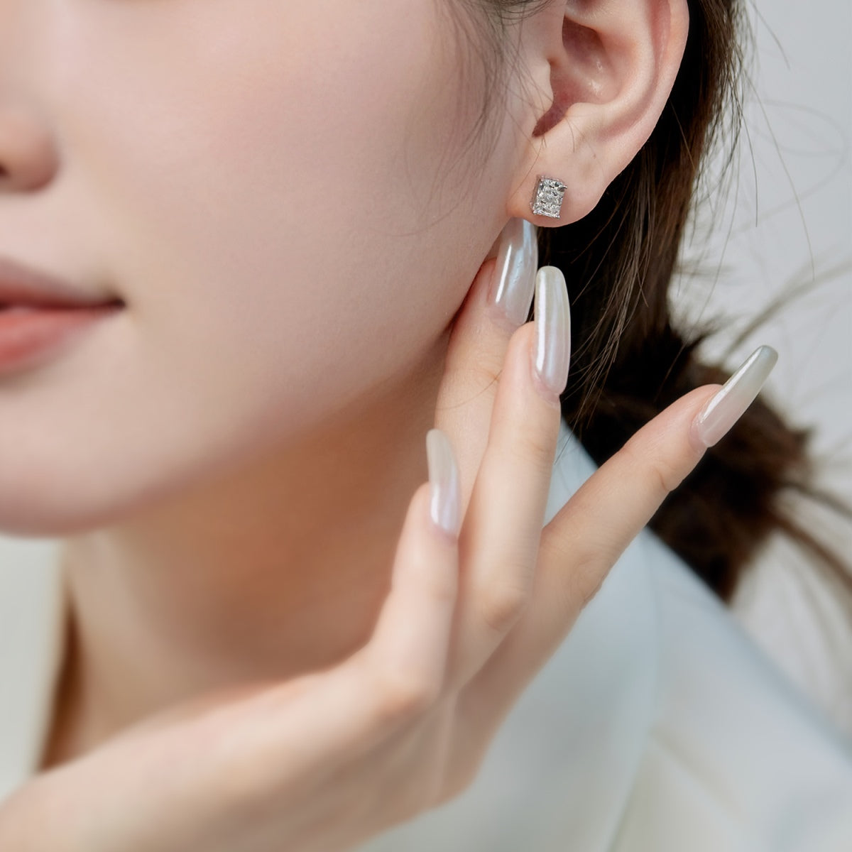 [Am jewelry]Radiant Luxurious Princess Cut Daily Earrings
