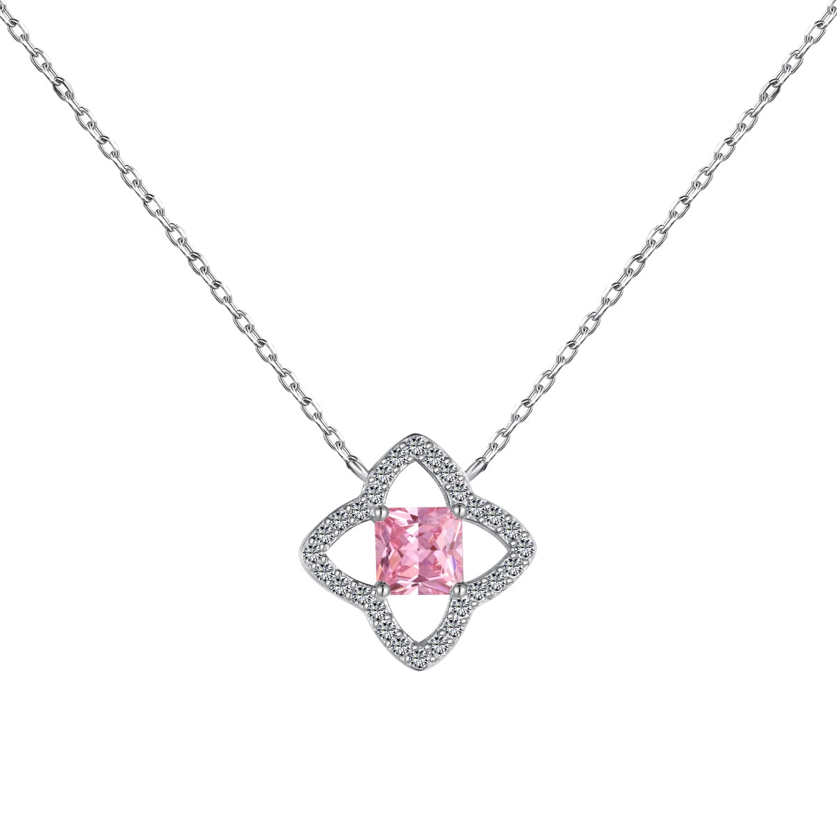 [Am jewelry]Exquisite Flower Shape Princess Cut Necklace