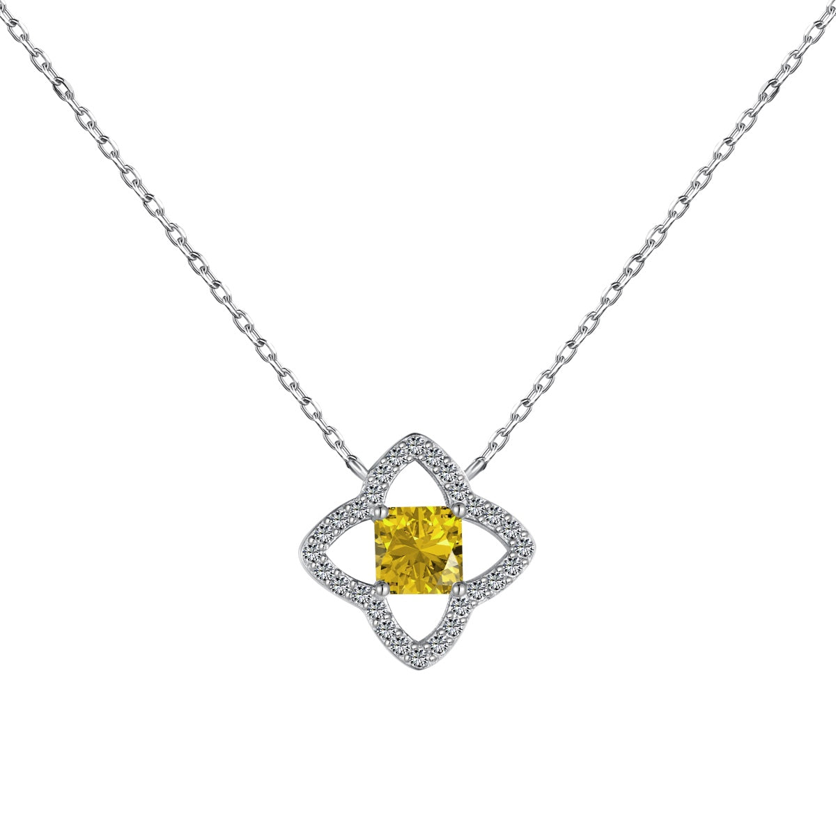 [Am jewelry]Exquisite Flower Shape Princess Cut Necklace