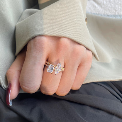 [Am jewelry]2.0 Carat Scintillating Ornate Radiant Cut Party Ring