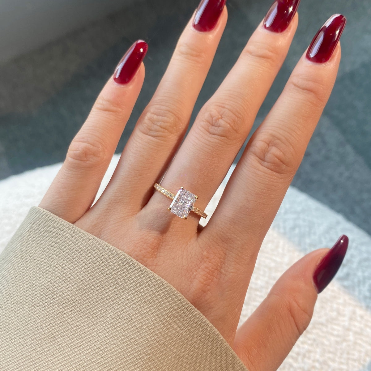 [Am jewelry]2.0 Carat Dazzling Sparkling Radiant Cut Party Ring