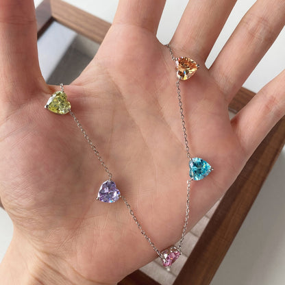 [Am jewelry]Sparkling Colorful Heart Cut Necklace